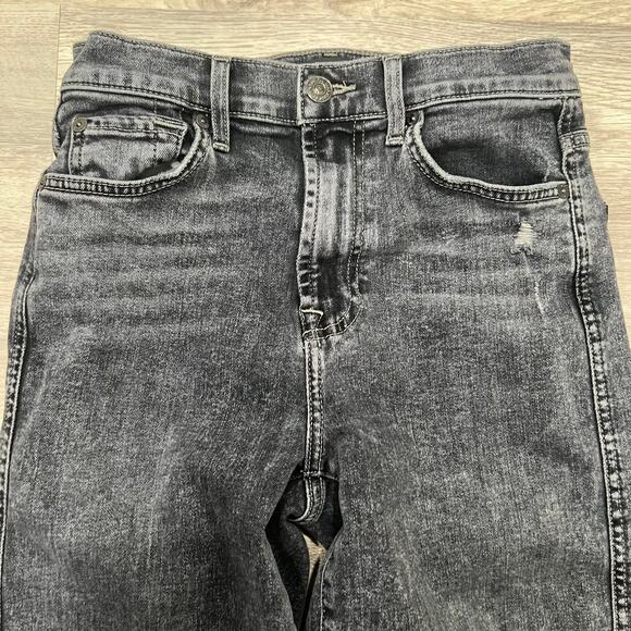 7 for All Mankind Distressed Black Wash Denim Jeans Ripped‎ Knee High Rise 26 - Picture 3 of 13